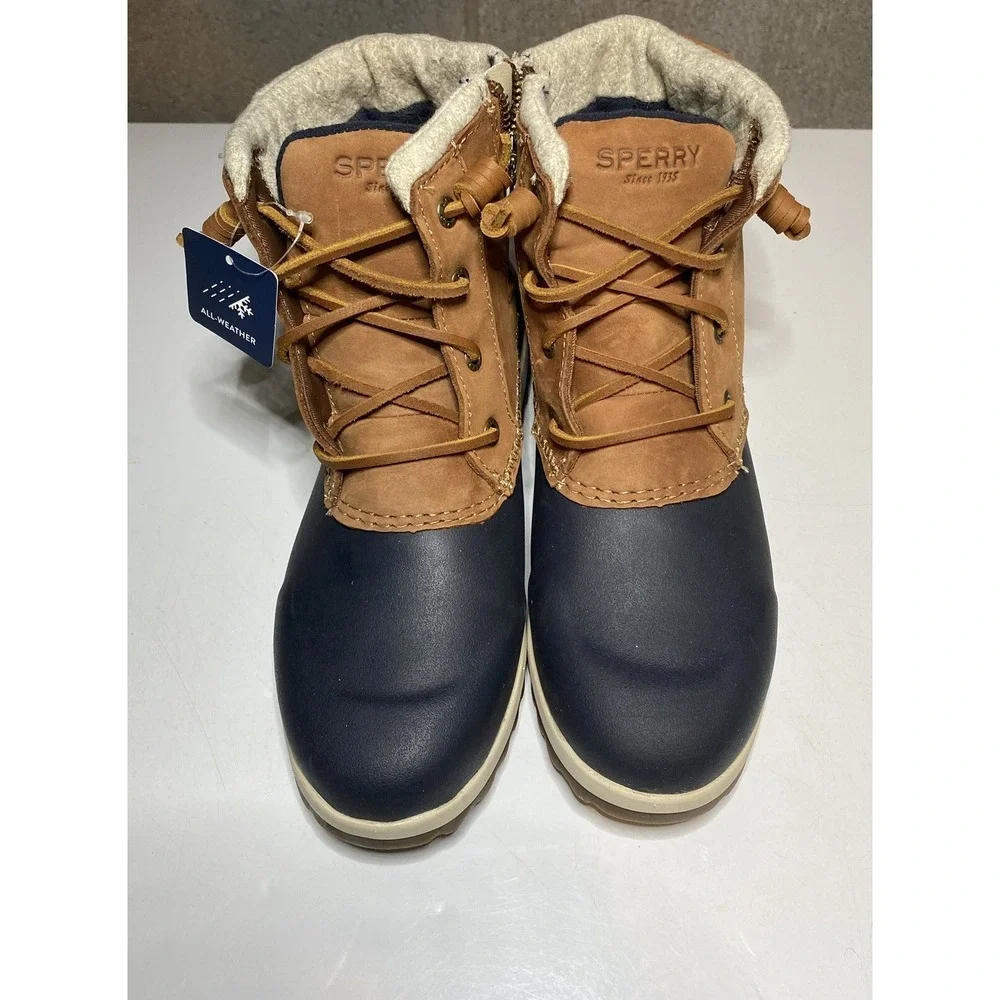 Sperry Women's Maritime Repel Thinsulate Tan/Navy Snow Boots STS82664 Size‎ 5M